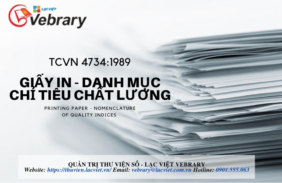 Tiêu chuẩn Việt Nam TCVN 4734 - 1989 về Giấy in - Danh mục chỉ tiêu chất lượng